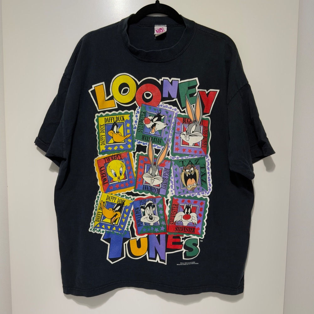 Vintage Looney Tunes T Shirt No Boundaries Black Multi Character Graphic XL